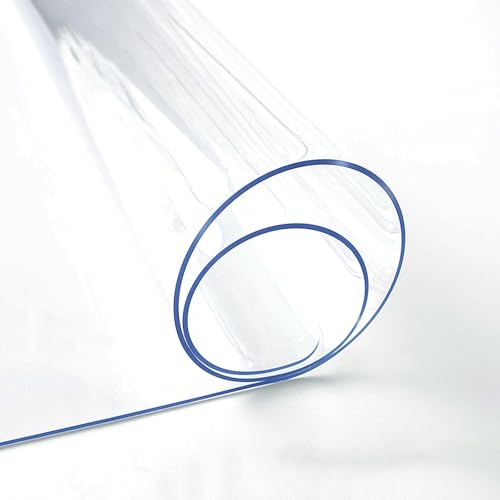 Tischdecke Transparent Glasklar Folie 2.0 mm Bodenschutzmatte Bürostuhl mit Abgeschrägter Kante Hitzebeständig Klar Tischdecke Tischschutz(80x160cm=31x62") von Generic