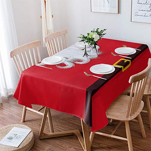 Tischdecke Weihnachten Winter Weihnachtsmann Spitzbart Tischwäsche Abwaschbar Sanft Wasserdicht Tischdecken, Für Party, Tischdekoration, 137x183cm von Generic