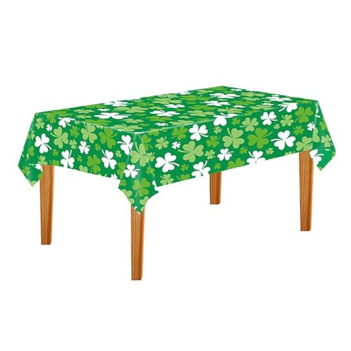 Tischdecke zum St Patricks Day rechteckig Kleeblatt Tischdecke quadratisch 137 x 274 cm Irland Grün Tischdecke Deko für Küchen Esstisch Wohnung St. Patrick's Day Bauernhaus Dekorationen von Generic