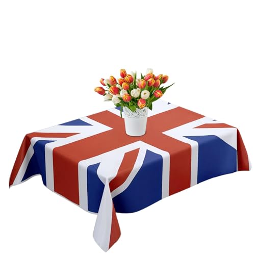 Tischdecken mit britischer Flagge des Vereinigten Königreichs – Tischdecke mit Union Jack-Flagge – wiederverwendbares Geschirr für Tischdekorationen zum Jubiläum der Königin – Partybedarf, Polyester von Generic