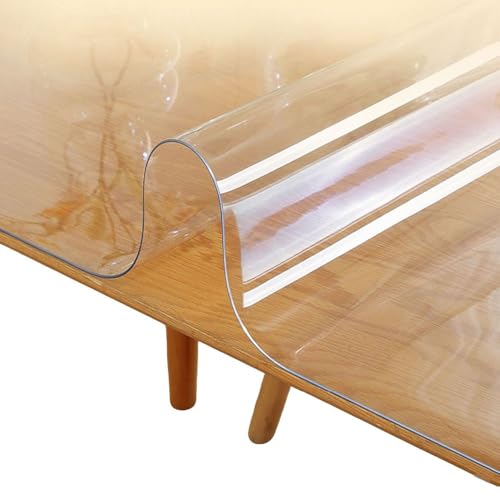 Tischfolie transparent Durchsichtig Tischdecke Tischschutz Glasklar Folie 2.0 mm Wasserdicht Tischschutzfolie Rechteckig Schutzfolie(Mattiert,60x140 cm) von Generic