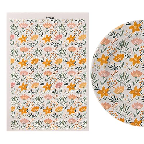 Ton-Transferblätter – Blumen-Keramik-Aufkleber Zum Basteln, Lebendiges Transferpapier Mit Blumen-Designs | Wassertransferblätter Zur Herstellung Von Ohrringen von Generic