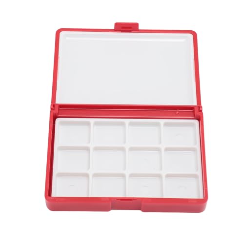 Tragbarer Aquarellkasten, Kompakter Mini-Palettenkasten mit Abnehmbarem Tablett, für Künstler und Anfänger, Kunststoff (Rote Box, 12 Gitter) von Generic