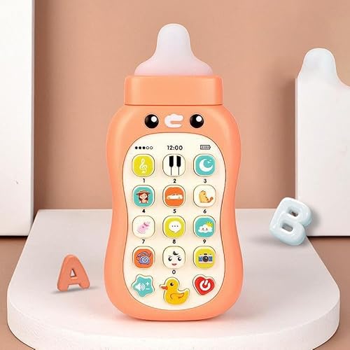 Tragbares Lernhandy für Kleinkinder mit Schnuller, Lernspielzeug, Baby-Handyspielzeug, 15 Funktionen, einschließlich Wetter-Soundeffekten, Klaviermusik usw., Baby-Telefonspielzeug Kmk462 (A, 15x7cm) von Generic