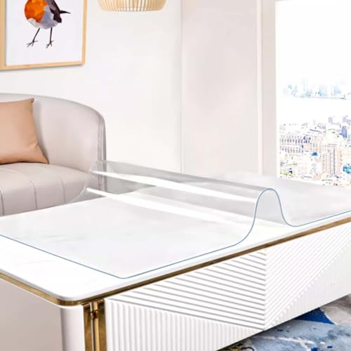 Transparent Tischschoner für Esszimmertische, Couchtisch Transparente PVC-Tischdecken, rutschfeste Tischkissen, 1,5mm dicke kratzfeste Plastiktischdecke von Generic