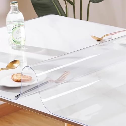 Transparente PVC-Tischdecken-Schutzhülle, 2 mm dicke, wasserdichte und ölbeständige Tischschutzfolie aus weichem Kunststoffglas, geeignet für Büro-Fußmatten, Stuhlmatten (100 x 140 cm/39 x 5 von Generic