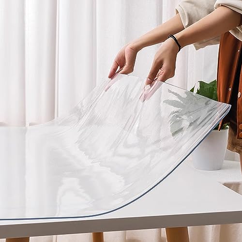 Transparente PVC-Tischschutzmatte, 2,0 mm dick, geruchlos, wasserdicht, transparente Tischdecken-Schutzfolie, geeignet für Couchtisch/Esstisch (90 x 160 cm/35 x 63 Zoll) von Generic