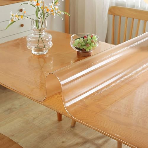 Transparente mattierte Tischfolie 3.0 mm Klar Tischdecke Tischschutz Abwaschbar PVC Folie für Outdoor Garten Party Schutzfolie Tisch Tischbelag(19x39inch=50x100cm) von Generic