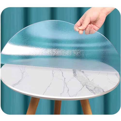Transparente mattierte runde PVC-Tischdecken-Schutzfolie, 2 mm mm runde transparente mattierte Kunststoff-Tischdecke, runder Esstisch, transparente mattierte Tischplatten-Schutzunterlage (Du von Generic