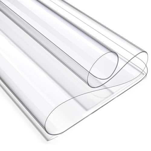 Transparenter Tischschoner. 2mm Kunststoff Tischabdeckung PVC Transparent Tischschoner Rechteckig Vinyl Schreibtischunterlage für Küche Sideboard, Schreibtisch und Esszimmertisch von Generic