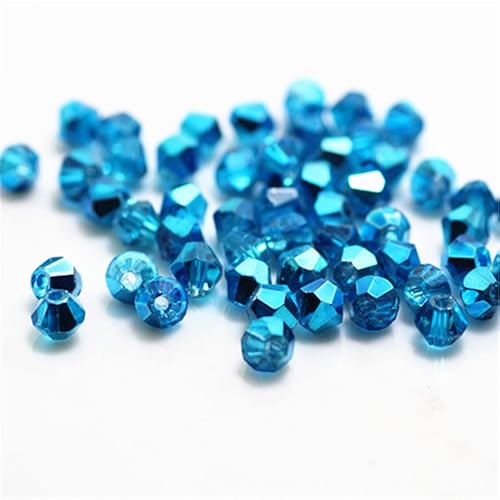 U Pick Colors Doppelkegel-Perlen, facettierte Kristallperlen, Glasperlen, lose Abstandshalter, Perlen für DIY-Schmuckherstellung, 4 mm, 200 Stück (Ran Green Blue) von Generic