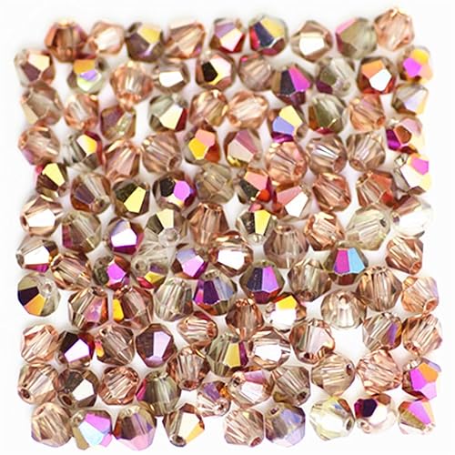 U Pick Colors Doppelkegel-Perlen, facettierte Kristallperlen, Glasperlen, lose Abstandshalter, Perlen für DIY-Schmuckherstellung, 4 mm, 200 Stück (Rotkupfer AB) von Generic