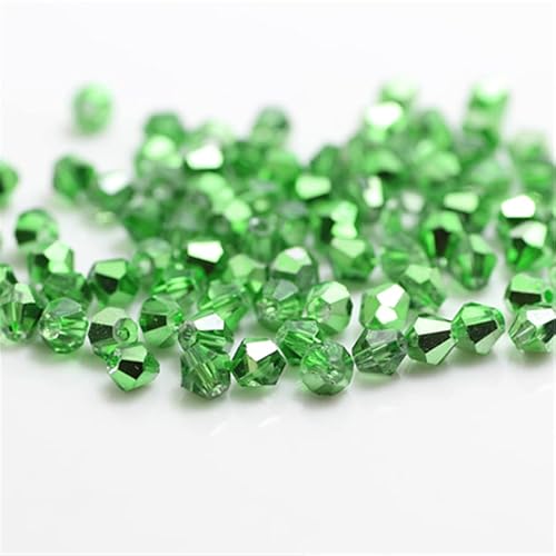 U Pick Colors Doppelkegel-Perlen, facettierte Kristallperlen, Glasperlen, lose Abstandshalter-Perlen für DIY-Schmuckherstellung, 4 mm, 200 Stück, (Ran Green) von Generic