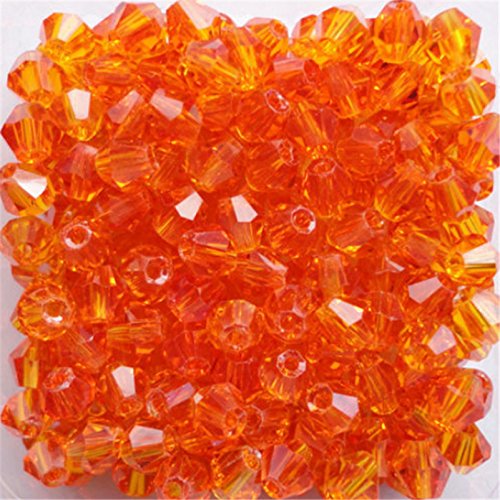 U Pick Colors Doppelkegel-Perlen, facettierte Kristallperlen, Glasperlen, lose Abstandshalter-Perlen für DIY-Schmuckherstellung, 4 mm, Orange, 200 Stück von Generic