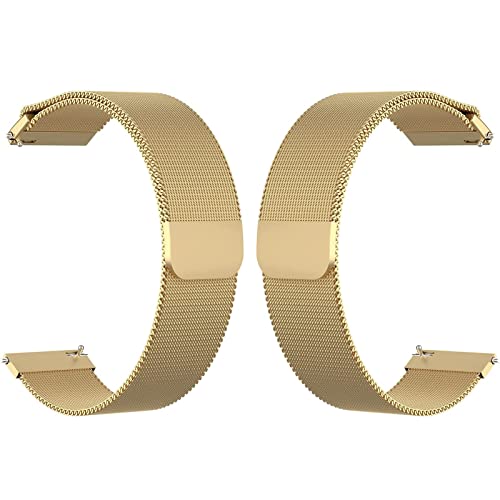 Uhrenarmband Aus Metallgitter， Magnetverschluss-Ersatzband Milan Schnellverschluss-Armbänder Für Männer Frauen 10 14 16 18 20 22 24MM Stollenbreite 2St (Color : Gold, Size : 10MM) von Generic