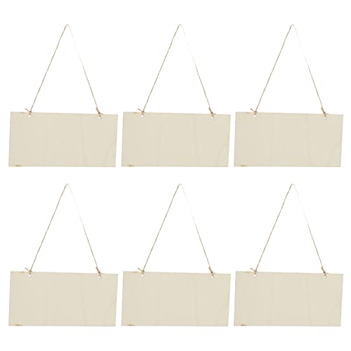 Unbearbeitetes Holzschild Zum Aufhängen, 6 Stück, Rechteckige, Leere Holzschild-Banner mit Seil Zum Selbermachen, Basteln, Brandmalerei, Malen, Schreiben, Beige von Generic