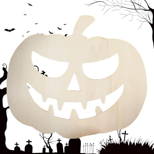 Unfertiges Holz-Kürbisschild, Halloween- aus Holz - Handbemaltes -Holzschild für Halloween | Saisonale Harvest Festival Dekoration für den Innenbereich Unfertiges Holz-Kürbisschild, Halloween- aus Holz - Handbemaltes -Holzschild für Halloween | Saisonale Harvest Festival Dekoration für den Innenbereich von Generic