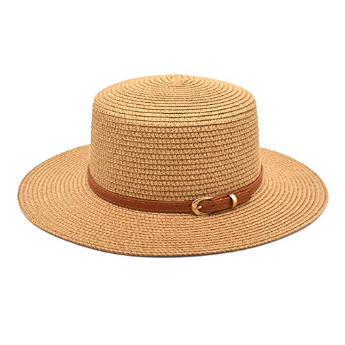 Unisex Fedora Sonnenhut UV Sonnenschutz Panama Strohhut Cowboyhut mit Lederband Leichte Große Krempe Strandhut UPF 50+ Sommerhut Verstellbarer Strandhut von Generic