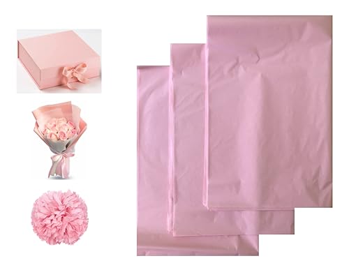 VEZODEK Seidenpapier Verpackungsmaterial zum Verpacken | 30 Blatt 50x75 cm für Blumen, Hochzeiten, Geschenktüten, Kunsthandwerk, Weihnachten, Pompons (Hellrosa) von Generic