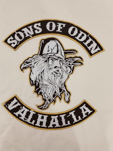 Valhalla bestickter Aufnäher von Viking Sons of Odin, weiß, für Jacke oder Weste von Generic