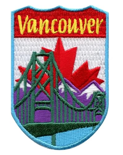 Vancouver Schild Patch (7,6 cm) zum Aufbügeln, Abzeichen für Reisen, Kanada, Souvenir, Emblem für Rucksäcke, Jacken, Hüte, Taschen, Basteln, Geschenk-Patches von Generic