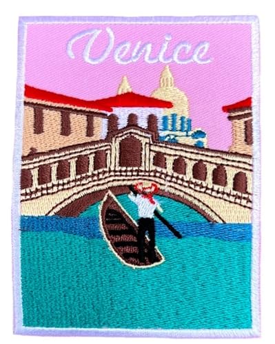 Venedig Italien Patch (8,9 cm) bestickt zum Aufbügeln / Aufnähen Abzeichen Italienische Gondel Reise Italia Souvenir Emblem Europa Perfekt für Rucksäcke, Gepäck, Jacken, Handwerk, Geschenkflicken von Generic