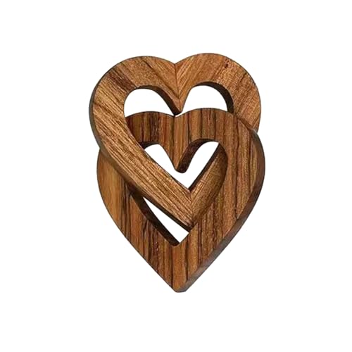 Verbundene Holz Herzen - Romantische Herzgeschenke zum Valentinstag Hochzeitstag für Brautpaar, Herzen aus holz, verschlungene Holz-Herzen - Hochzeitsgeschenk (7cm) von Generic