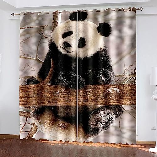 Generic Verdunkelungsvorhange 2Er Set Süßer Tierpanda Wohnzimmer Kinderzimmer Verdunkelungsvorhang Wärmeisolierte Gardinen Mit Ösen Polyester 3D Effekt Druc von Generic