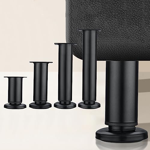 Verstellbare Möbelfüße 4 Stück Möbelbeine Sofabeine aus Edelstahl verstellbare Schrankbeine Ersatzstützbeine aus Metall für Küchentisch Stuhl Sofa Home Office (8 cm schwarz) von Generic