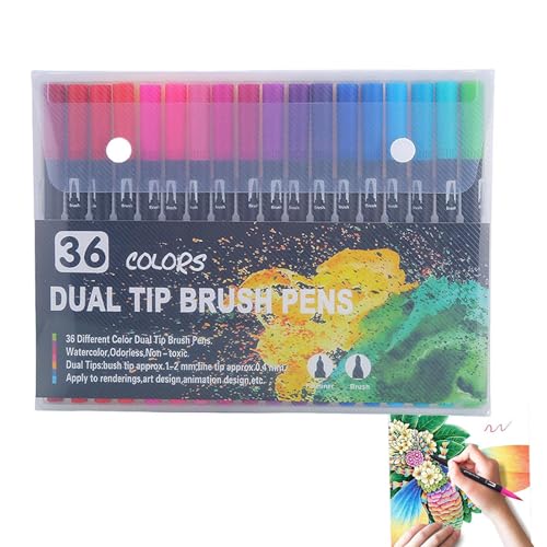 Vielseitiges -Marker-Set mit feiner Spitze und Pinsel – wasserbasierte Marker mit feiner Spitze und Pinsel für Kunst und Handwerk | Vielseitige Marker zum Ausmalen und Illustrieren von Generic