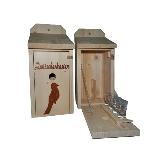 Vogelhaus Schnapsbar Garten Geschenk Zwitscherkasten mit Vogelmotiv - Holz - Rustikal - Vogelhaus Bar - Lagerbox - 30cm x 18cm x 42cm von Generic