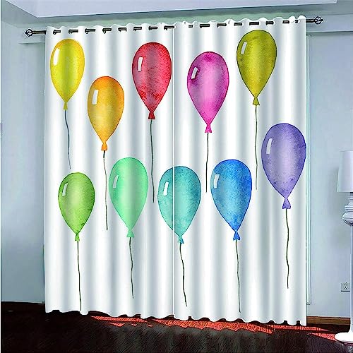 Vorhang Blickdicht Ösenschal Verdunkelungsvorhang Digitaldruck 3D Bunte Luftballons Gardinen Wohnzimmer Schlafzimmer Thermovorhang Deko Vorhänge for von Generic