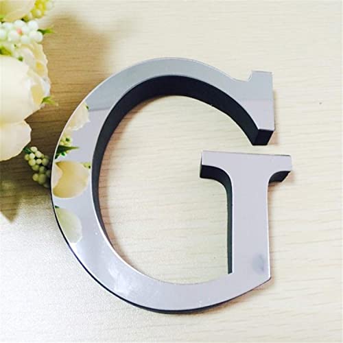 Wandaufkleber 3D, 15 cm, Silber - ganzes Alphabet u. Zahlen - Wanddekoration groß Spiegel Deko Home Wand Hochzeit Aufkleber klein Acryl Wandtattoo Partydeko Dekobuchstaben Medium Bar - Buchstabe G von Generic