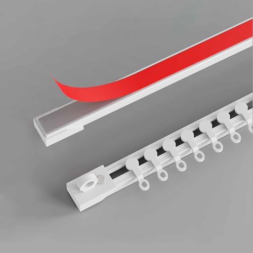 Wandmontage Vorhangschiene Ohne Bohren Gardinenschiene Wohnmobil-Vorhangstange mit Stummen Rollen, ultradünne Selbstklebende schiene für Fenster Dusch Vorhänge(5.25ft/160cm) von Generic