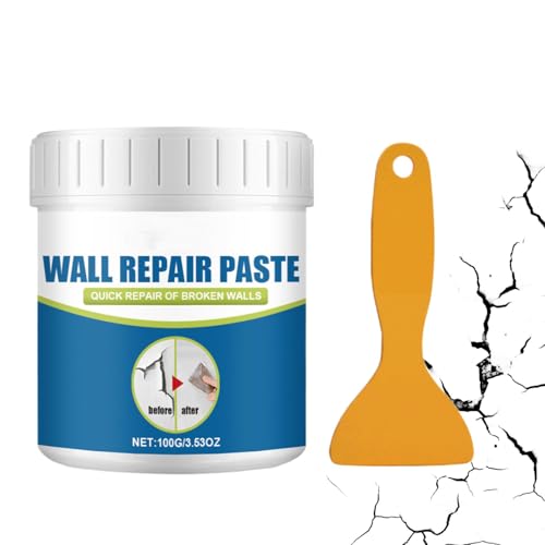 Wandspachtel-Reparaturpaste – Schnelltrocknendes Kit Zum Füllen Von Wandlöchern | Wandreparaturmittel | Trockenbau-Patch-Reparaturset Mit Schaber | Wandlochfüller | Weißer Reparaturputz Mit Spachtelsp von Generic