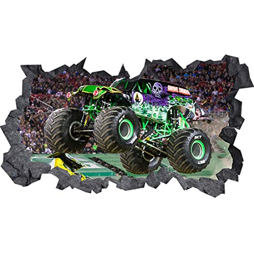 Wandtattoo / Wandaufkleber, Motiv: Monster-Truck, 3D-Loch in der Wand, C-Effekt, selbstklebend, Grün, 125cm x 69cm von Generic