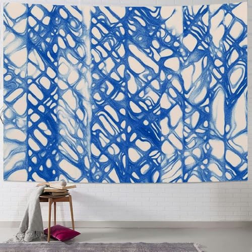 Wandtuch Abstrakter Blauer Batik-Marmor In Batikfarbe Wand Dekoration Ideal Tapestry Mehrzweck Wandteppich Für Schlafzimmer Wohnzimmer Wohnheim 130x152cm von Generic