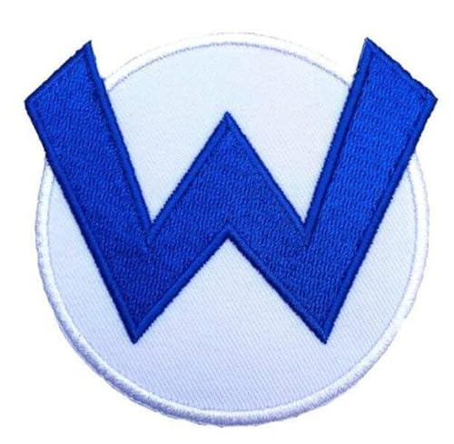 Wario W Logo Patch (7,6 cm) Besticktes Bügeln/Aufnähen, Abzeichen S-uper M-Ario Brothers Kostüm Emblem DIY Geschenk Patches von Generic