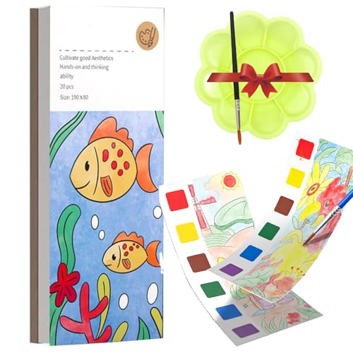 Watercolor Book with Paint on Page, Mini Watercolor Paint Pad, Pocket Watercolor Painting Book, with Paint Brush & Color Palette (C) von Generic