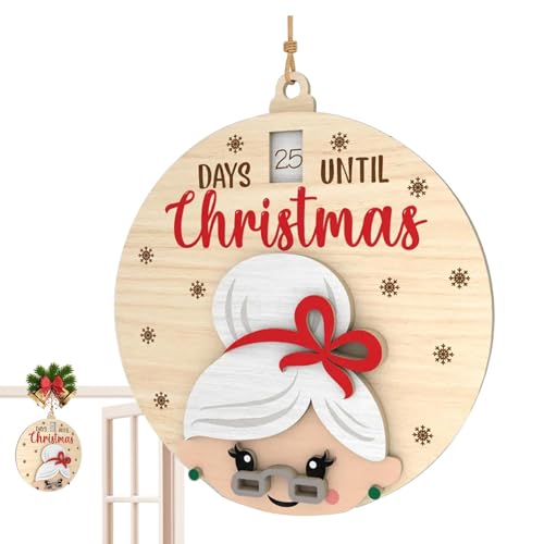 Weihnachten Adventskalender - Vintage Round Count Down to Christmas Anhänger - Advance Count Down to Christmas Zeichen, Wiederverwendbare Holz Count Down Dekoration für Home Business von Generic