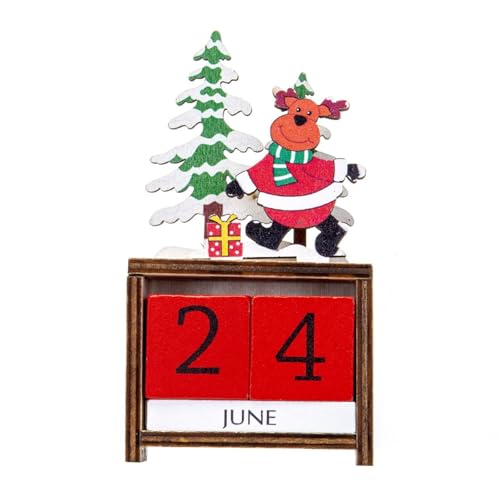 Weihnachten Holz DIY Ornamente Countdown-Kalender Alter Mann Schneemann Weihnachten Dekorationen Ornamente Vkm819 (C, 7x3x13cm) von Generic