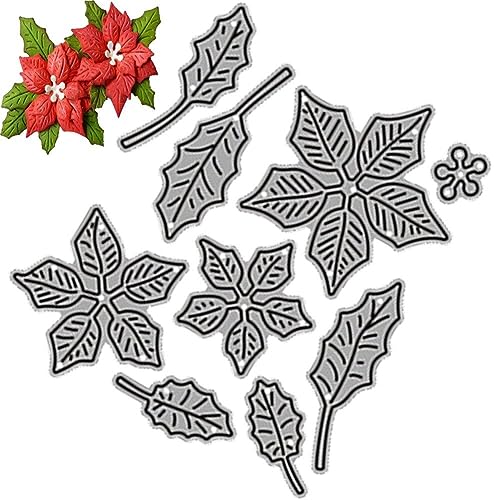 Weihnachten Metall Stanzformen Weihnachten Weihnachtsstern Blume Stanzungen DIY Prägeschablone Vorlage für Kartenherstellung Scrapbooking von Generic