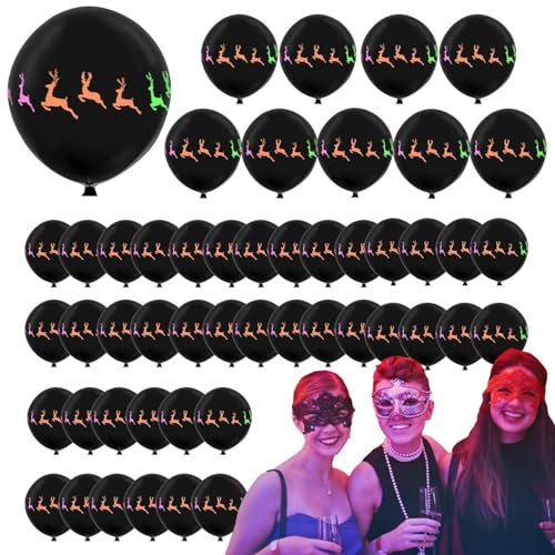 Weihnachtliche fluoreszierende Luftballons,Weihnachtsleuchtende Luftballons, 12 Zoll fluoreszierende Luftballons Latex 50 Stück Neonballons, Schwarzlicht-Schneeflocken-Weihnachtsdekoration, Elch-Leuch von Generic