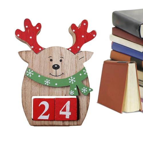 Weihnachts-Adventskalender, Elch, Countdown bis Weihnachten, klassisches rustikales Schild, Countdown-Schild – Holz-Countdown bis Weihnachtskalender für Feiertage von Generic