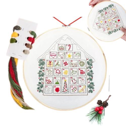 Weihnachts-Adventskalender-Stickset - Handstickerei-Kit für Festtage, Stickerei-Sets für Erwachsene Anfänger | Filznadel-Stickerei mit einzigartigen Ornamenten, Weihnachtsfiguren Krippen kreative Weih von Generic