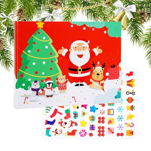 Weihnachts-Aktivitätsbuch für Kinder – Weihnachts-Jelly-Stickerbuch, Jelly-Sticker-Weihnachtsbuch, wiederverwendbare Weihnachtsaufkleber, Spielzeug für Kleinkinder, Lernspielzeug-Stickerbücher, Strump von Generic