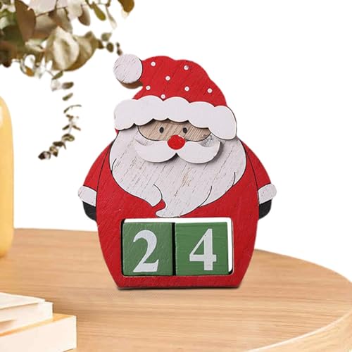 Weihnachts-Countdown-Blöcke, Holz-Weihnachts-Countdown-Dekoration – Weihnachtsmann-Resindeer-Countdown-Blöcke für Zuhause, Tisch, Kamin, Fensterbank von Generic