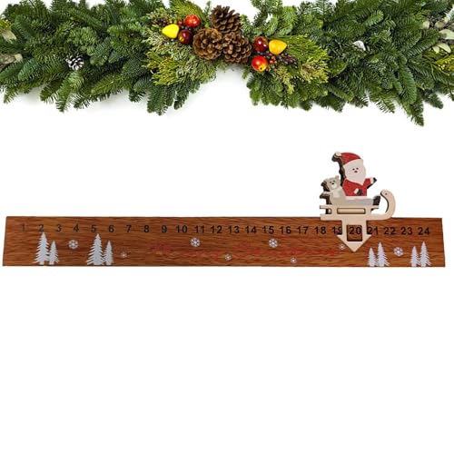 Weihnachts-Countdown-Kalender Aus Holz, Weihnachtsmann-Countdown-Kalender | Weihnachtsmann-Slider-Kalender 24 Tage | Feiertagsdekorationen Mit Klassischen Weihnachtselementen von Generic