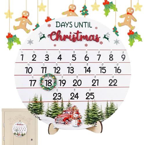 Weihnachts-Countdown-Schild – Tage Bis Weihnachten-Tracker Aus Holz | Feiertags-Adventskalender-Anzeige Für Wand Oder Tisch | Rustikale Weihnachtsdekoration Für Zuhause, Kaminsims Oder Eingangsbereich von Generic