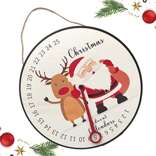 Weihnachts-Countdown-Uhr-Kalender,Weihnachts-Countdown-Kalender-Schild - Weihnachten Advent Holz Wandschild Kalender,Countdown-Uhr, saisonales, Baummontageschild für Schlafsaal, Wohnzimmer von Generic